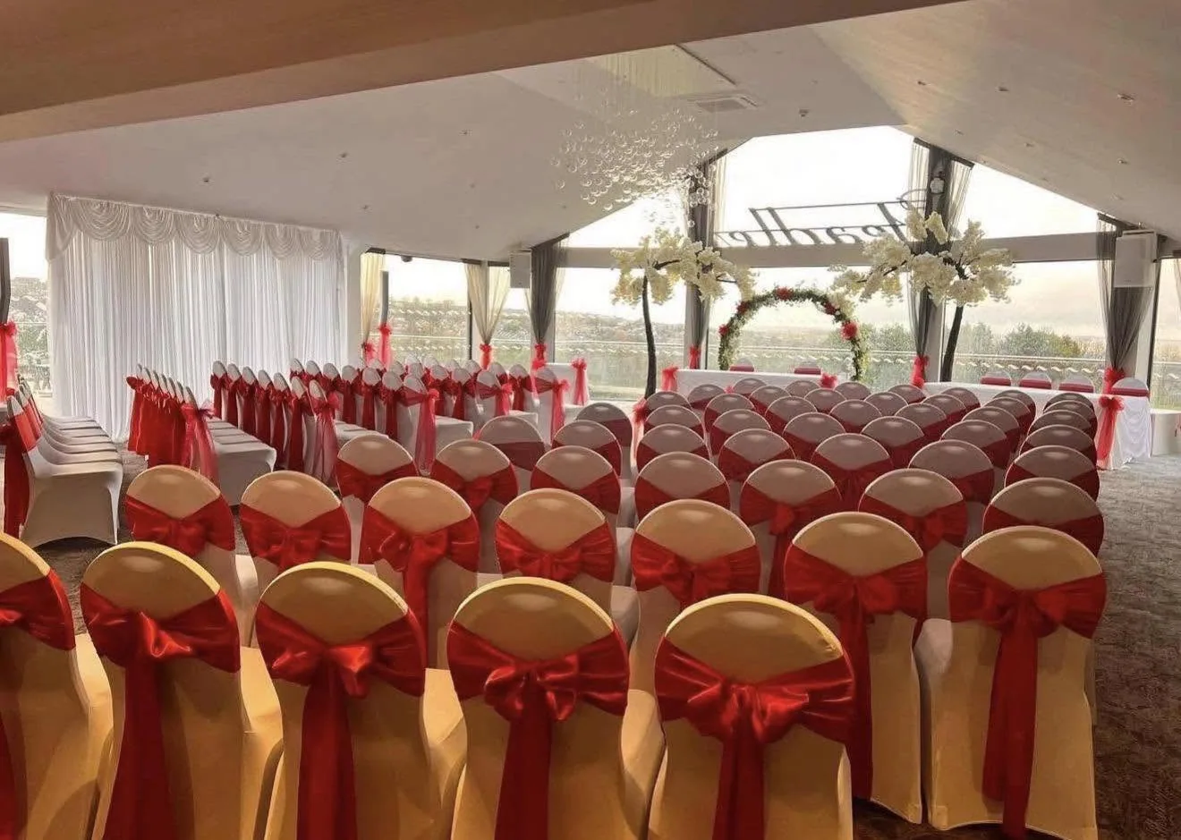 Red sash wedding ceremony